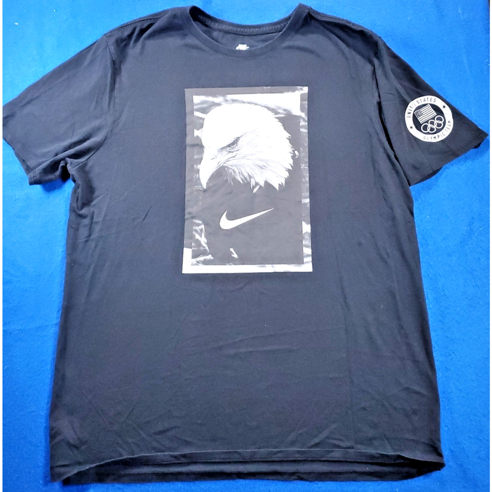 NIKE USA 2018 Olympic Team The Nike Tee Eagle America Black Shirt Men's Size L